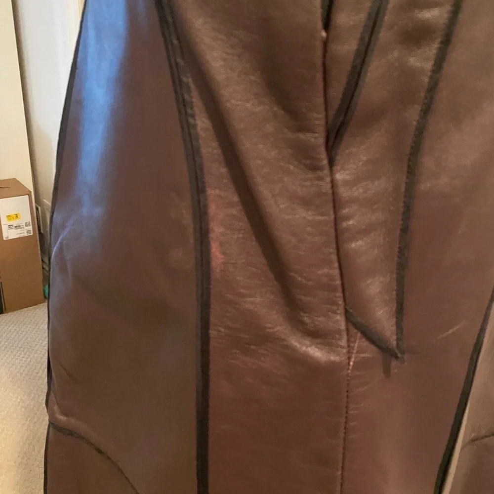 J. Mendel Brown Leather Midi Skirt